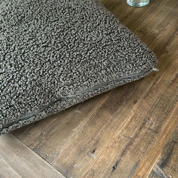 Pottery Barn Throw Pillow, tan, grey, sherling, soft, cozy, fall, neutral - Picture 3 of 3